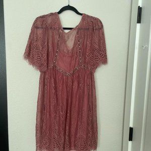 Topshop lace studded dusty rose dress